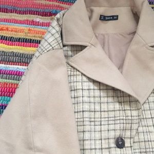 Plaid Patterned Trench Coat